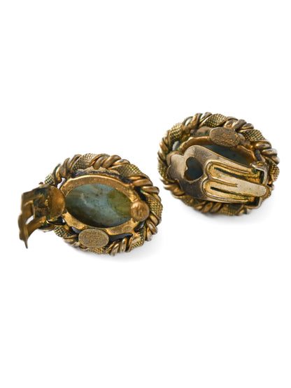 Dior 1963 Turquoise Glass Oval Clip Earrings