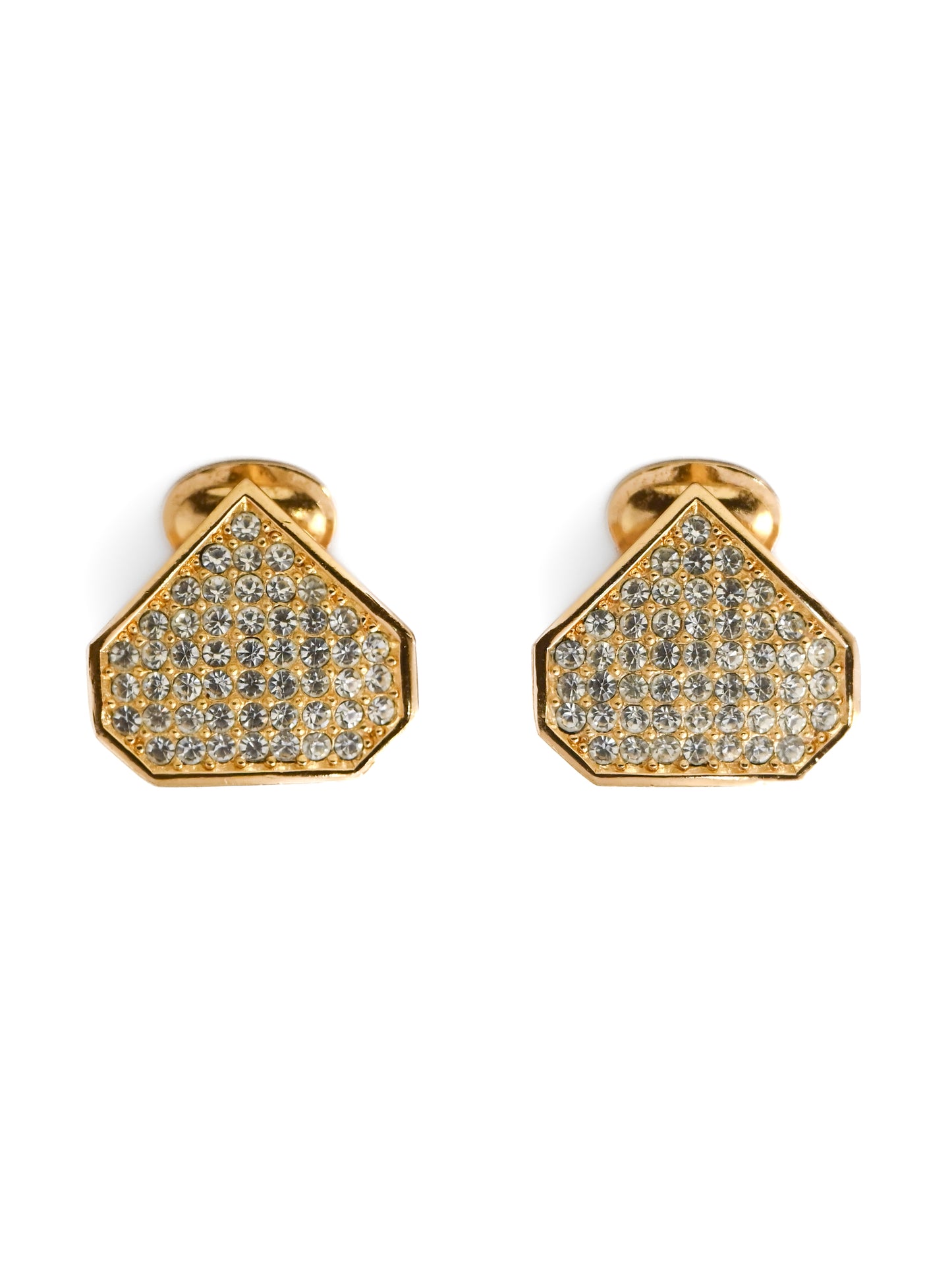 Dior Rhinestone Pavé Polygon Clip Earrings