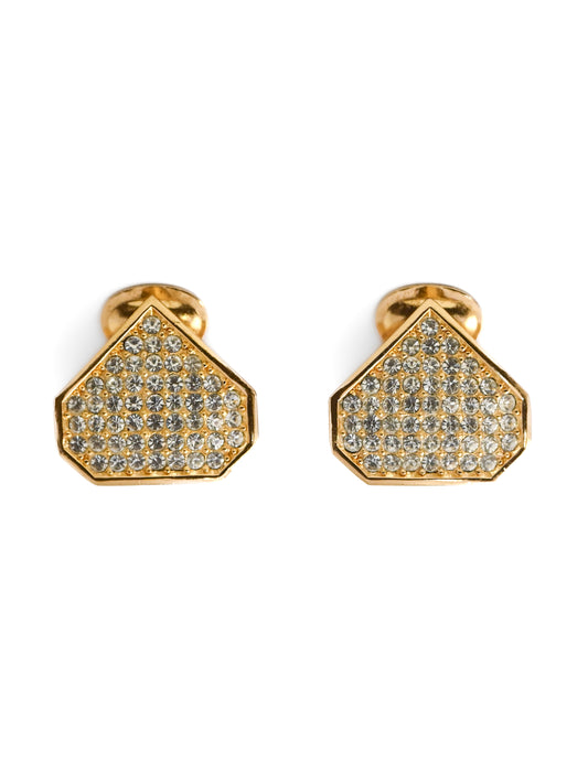 Dior Rhinestone Pavé Polygon Clip Earrings