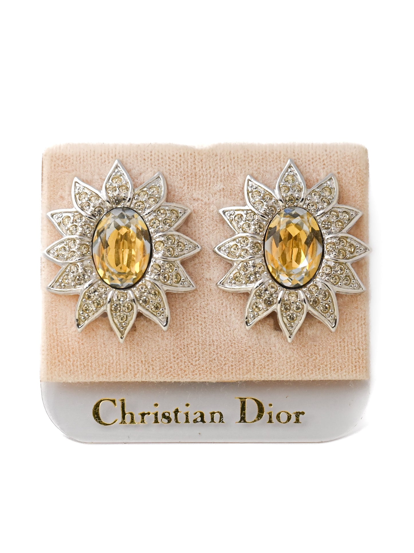Dior 1996 Book Piece Sunflower Clip Earrings