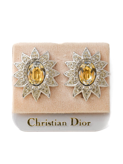 Dior 1996 Book Piece Sunflower Clip Earrings