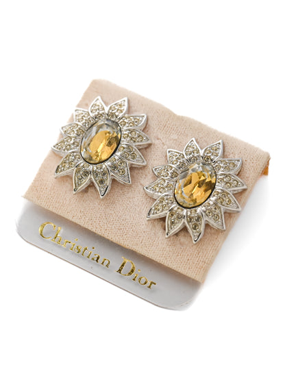 Dior 1996 Book Piece Sunflower Clip Earrings