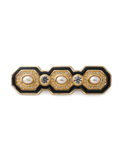Dior Pearl Black Enamel Bar Brooch