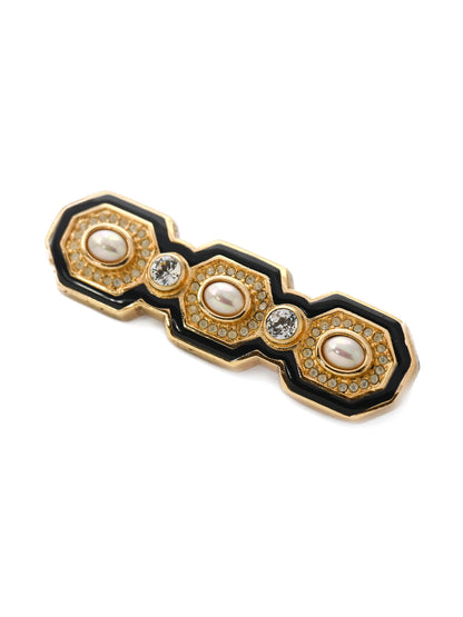 Dior Pearl Black Enamel Bar Brooch