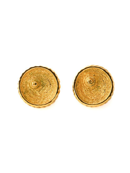 Dior Purple Rhinestone Round 14k Gold Post Earrings