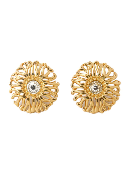 Dior Chrysanthemum Flower 14k Gold Post Earrings