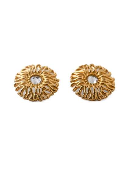 Dior Chrysanthemum Flower 14k Gold Post Earrings