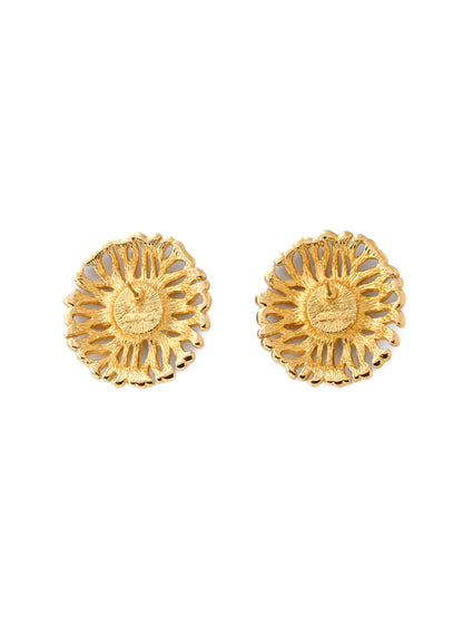 Dior Chrysanthemum Flower 14k Gold Post Earrings