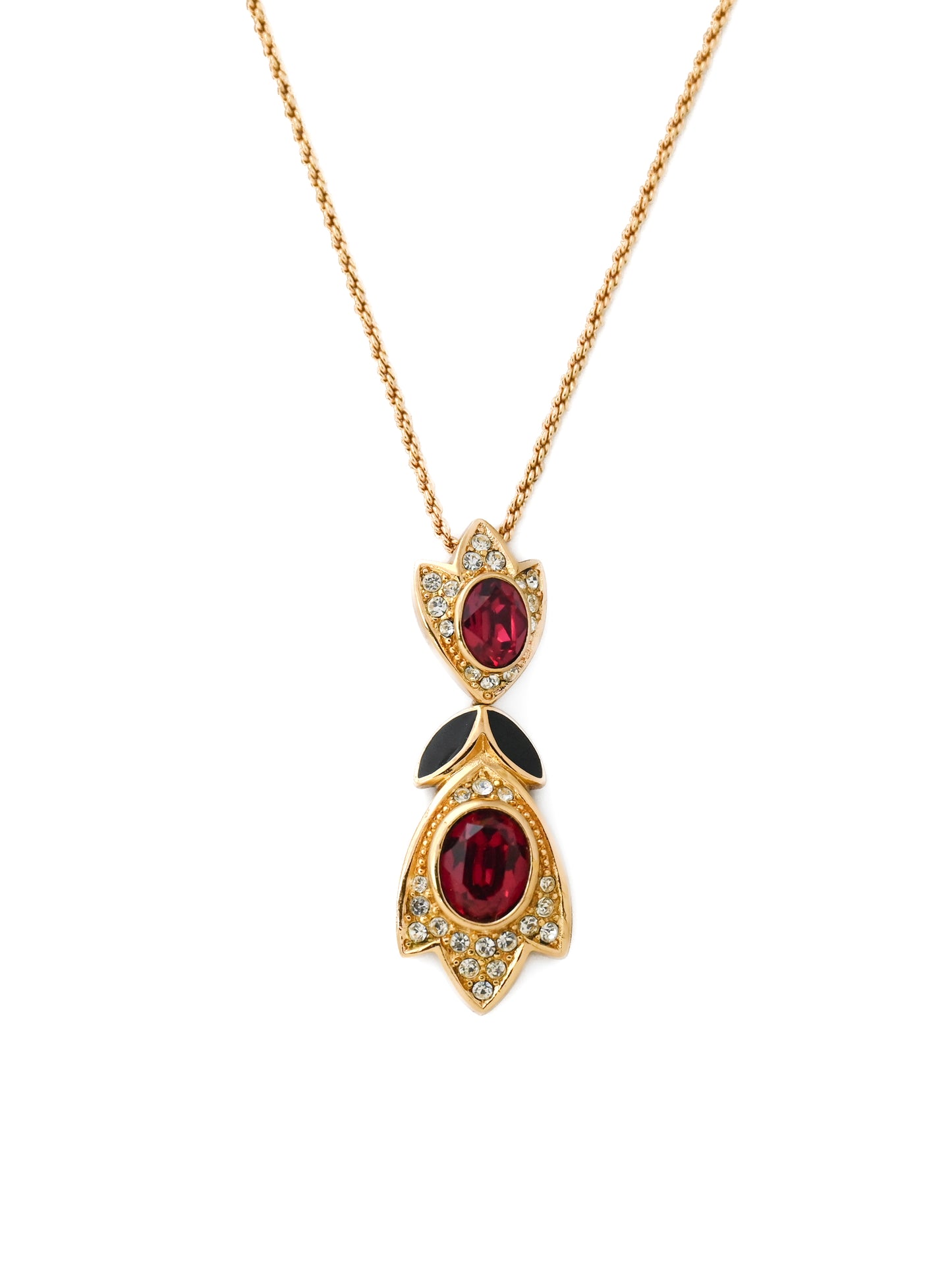 Dior Tulip Flower Red Rhinestone Necklace