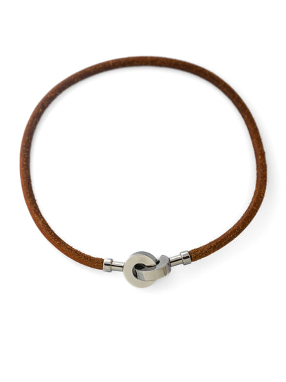 Hermès Brown Suede Toggle Lock Necklace