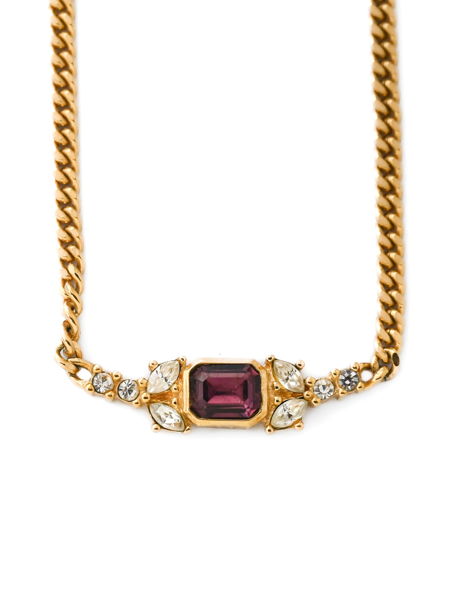Dior Purple Rhinestone Cuban Chain Necklace