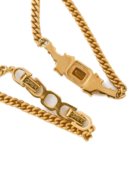 Dior Purple Rhinestone Cuban Chain Necklace