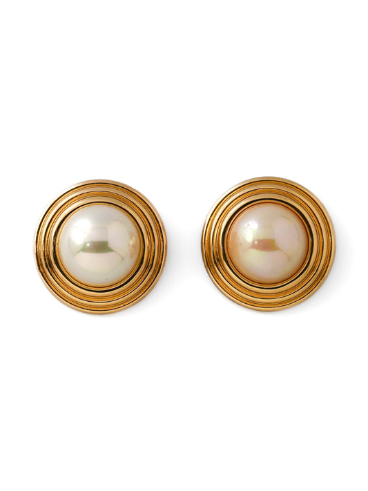 Dior Pearl Round Clip Earrings