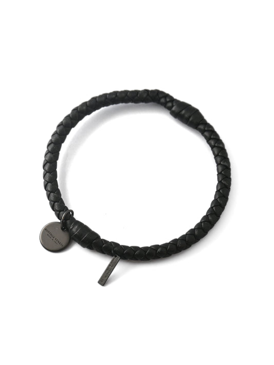 Bottega Veneta Black Leather Bangle