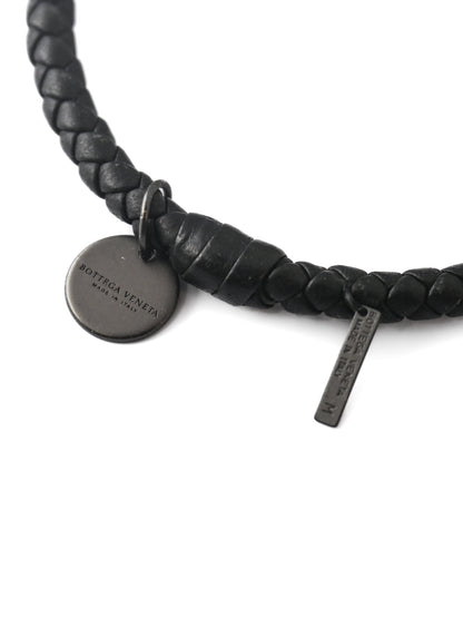 Bottega Veneta Black Leather Bangle