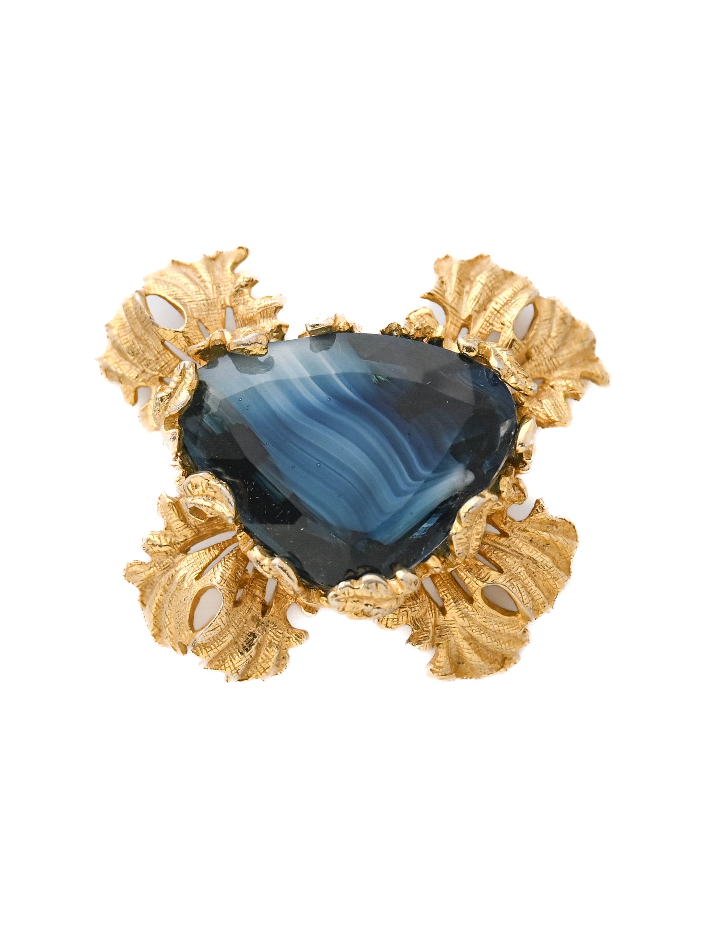 Castlecliff Blue Glass Brooch
