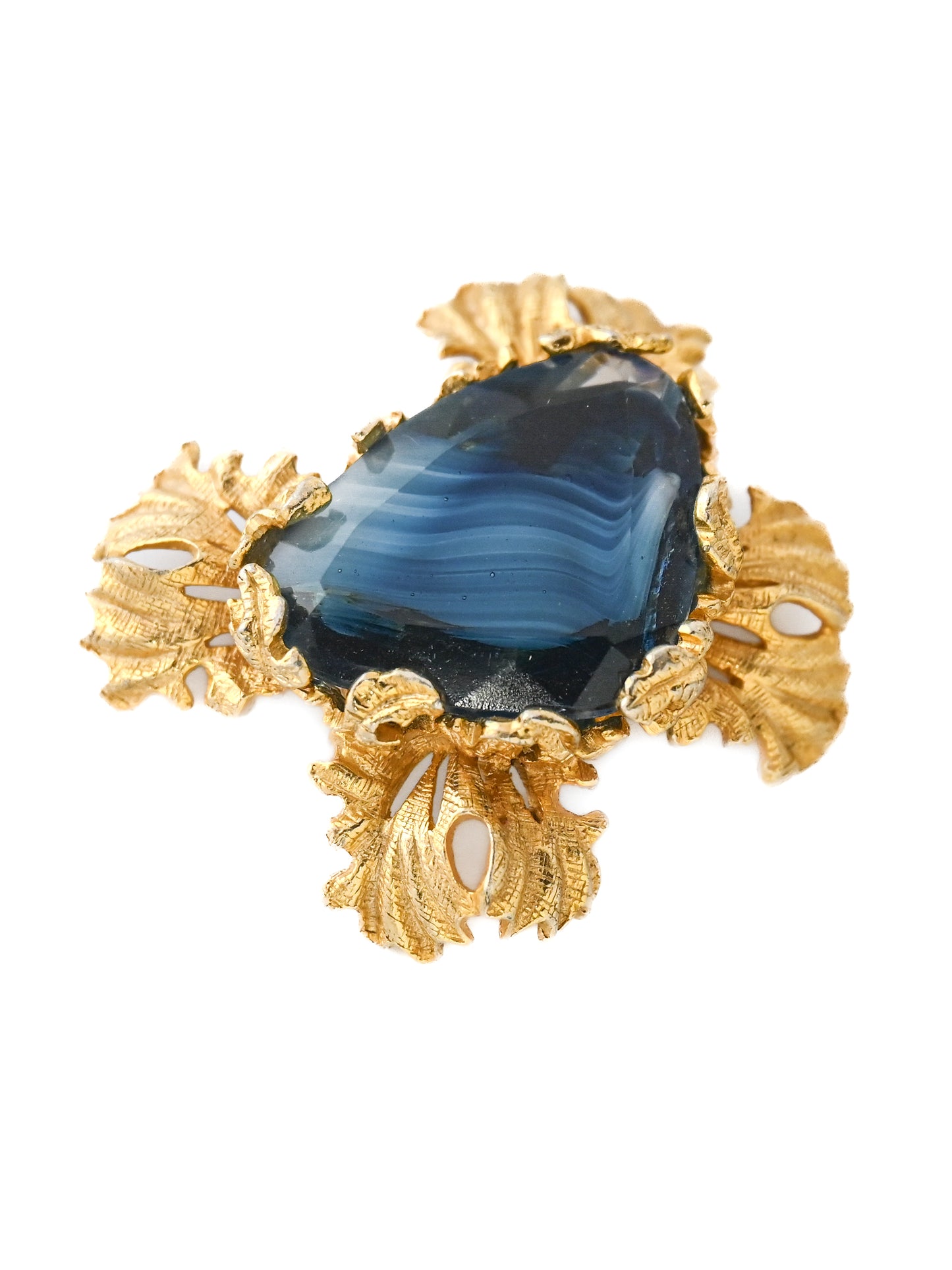 Castlecliff Blue Glass Brooch