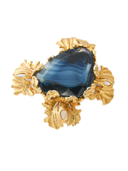 Castlecliff Blue Glass Brooch