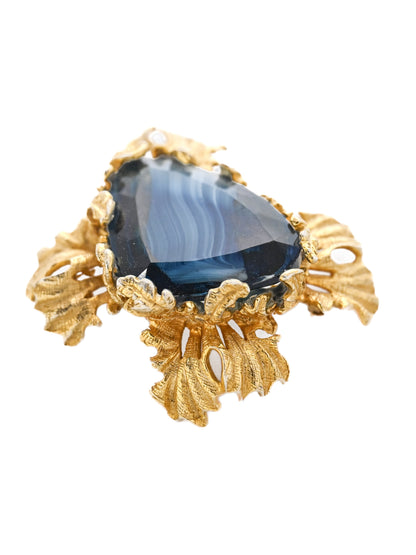 Castlecliff Blue Glass Brooch