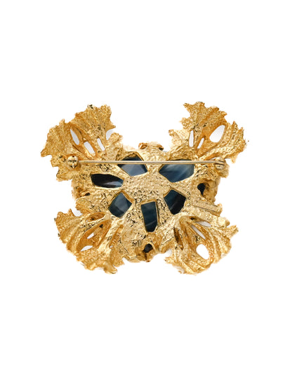 Castlecliff Blue Glass Brooch