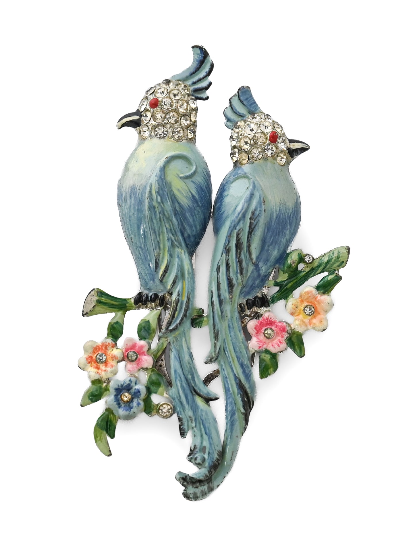 Coro Book Piece Blue Parrot Bird Duette Fur Clip Brooch
