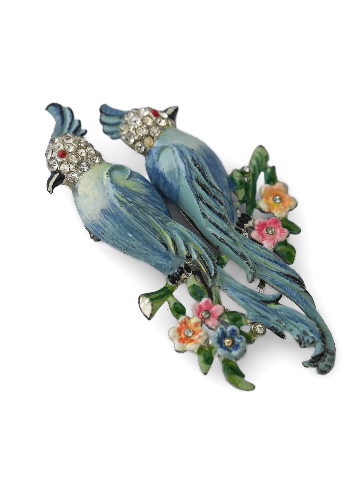 Coro Book Piece Blue Parrot Bird Duette Fur Clip Brooch