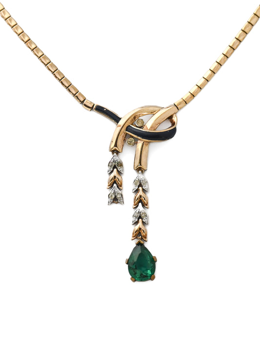 Trifari 40s Princess Eugénie Green Rhinestone Necklace