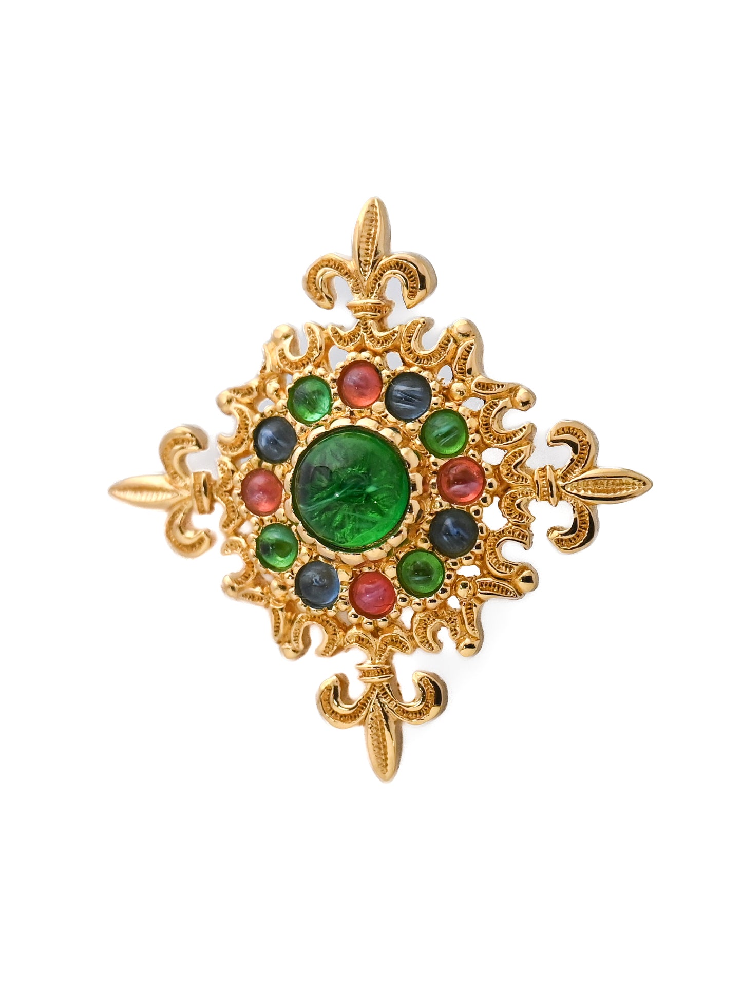 Dior Cross Glass Cabochon Pin