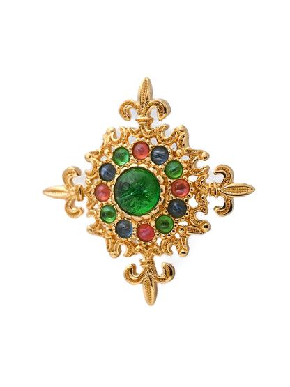 Dior Cross Glass Cabochon Pin