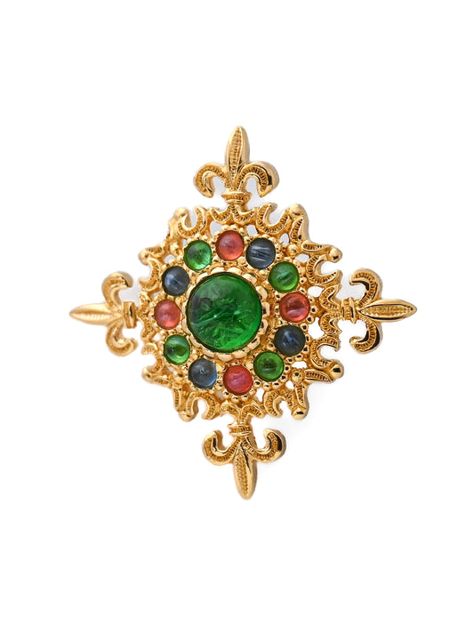 Dior Cross Glass Cabochon Pin