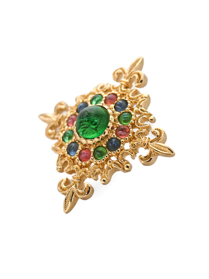 Dior Cross Glass Cabochon Pin
