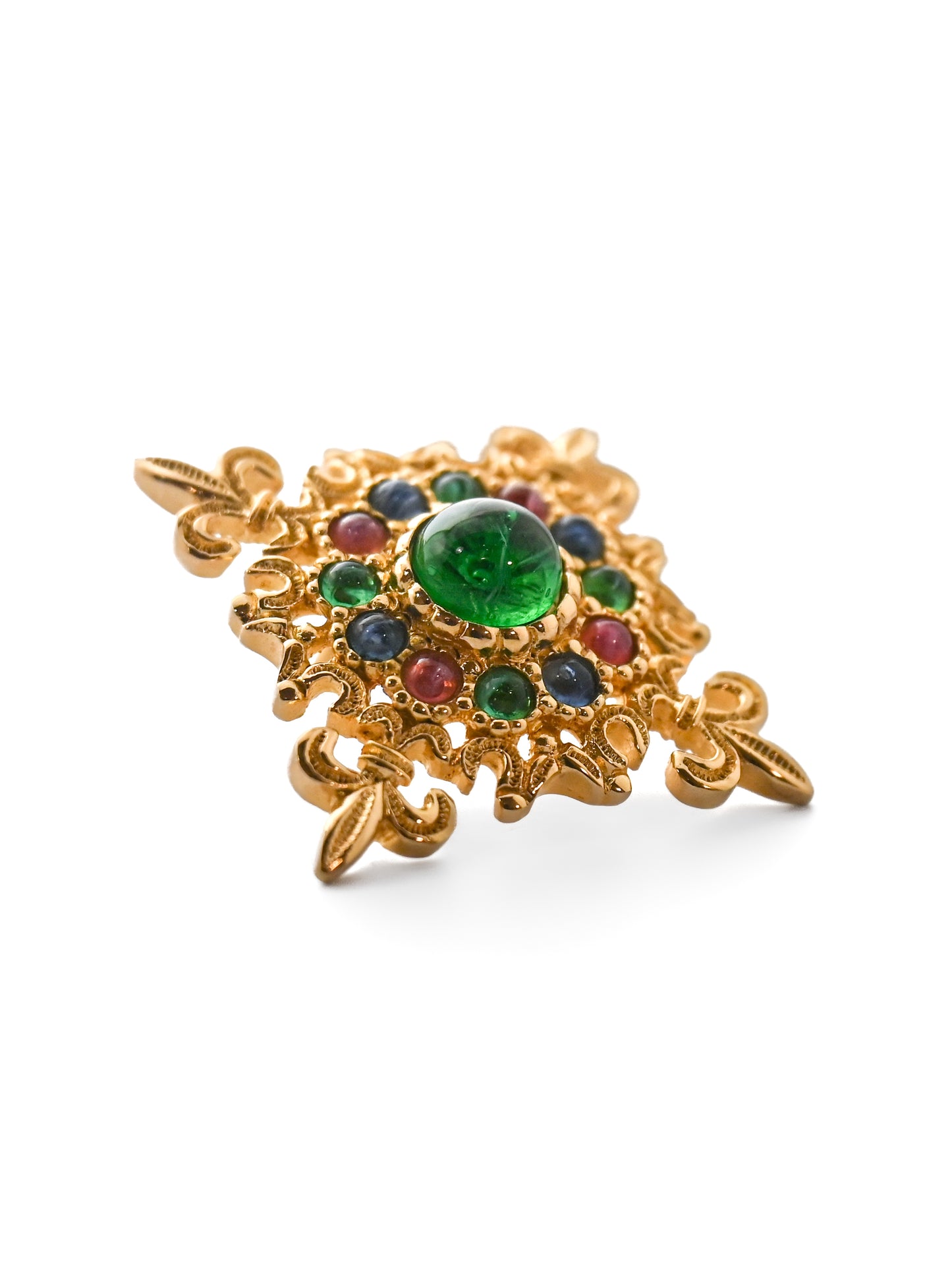 Dior Cross Glass Cabochon Pin