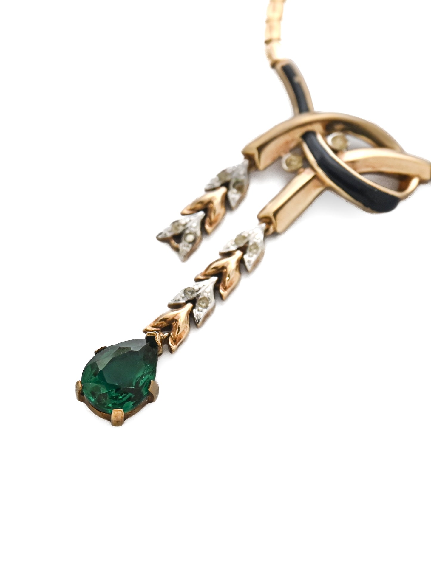 Trifari 40s Princess Eugénie Green Rhinestone Necklace