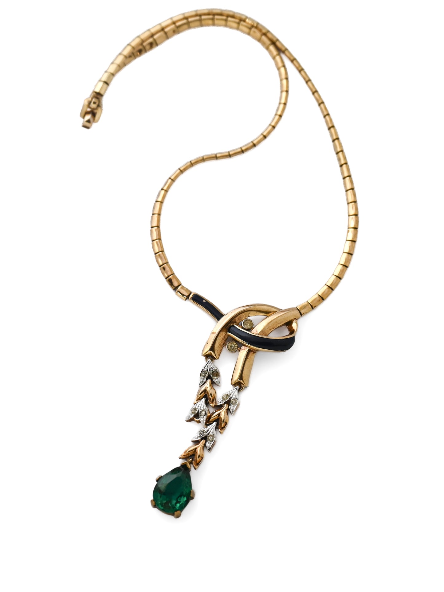 Trifari 40s Princess Eugénie Green Rhinestone Necklace