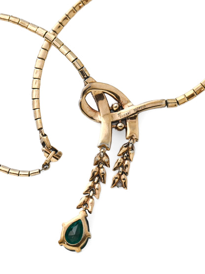 Trifari 40s Princess Eugénie Green Rhinestone Necklace