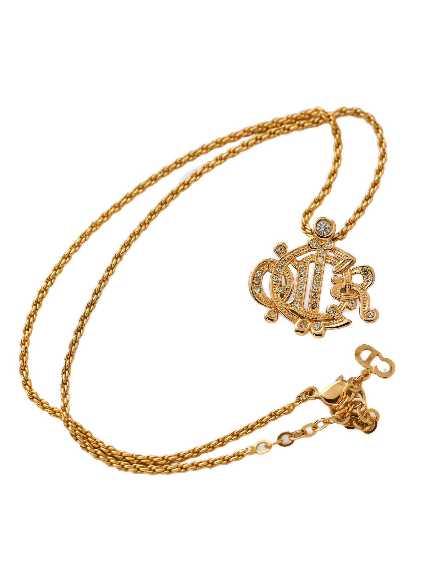 Dior Pumpkin Carriage Monogram Rope Chain Necklace