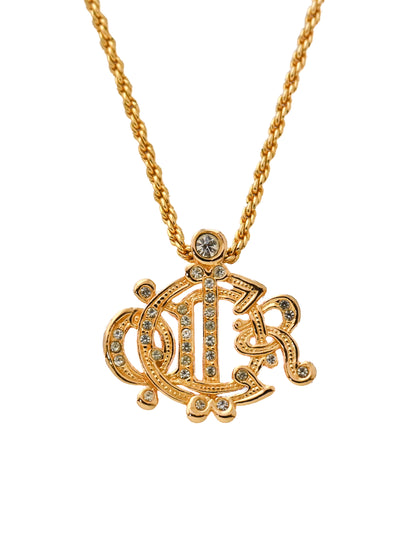 Dior Pumpkin Carriage Monogram Rope Chain Necklace