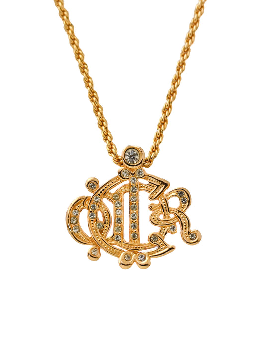 Dior Pumpkin Carriage Monogram Rope Chain Necklace