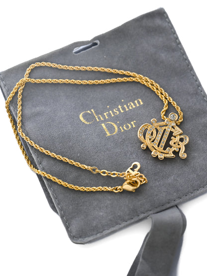 Dior Pumpkin Carriage Monogram Rope Chain Necklace