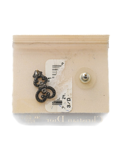 Dior Gothic Black Rhinestone 14k Gold Post Earrings