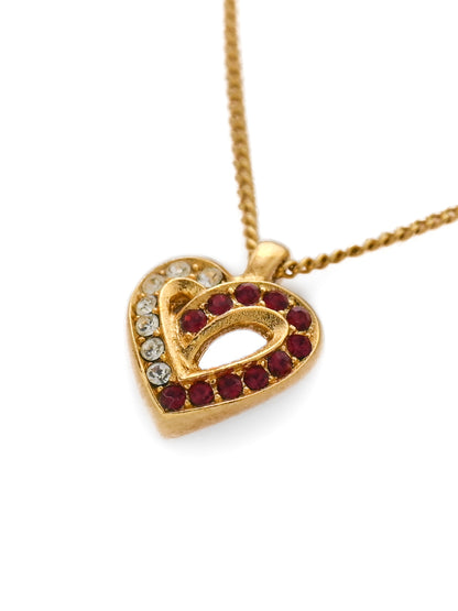 Dior Heart Clear Red Rhinestone Chain Necklace