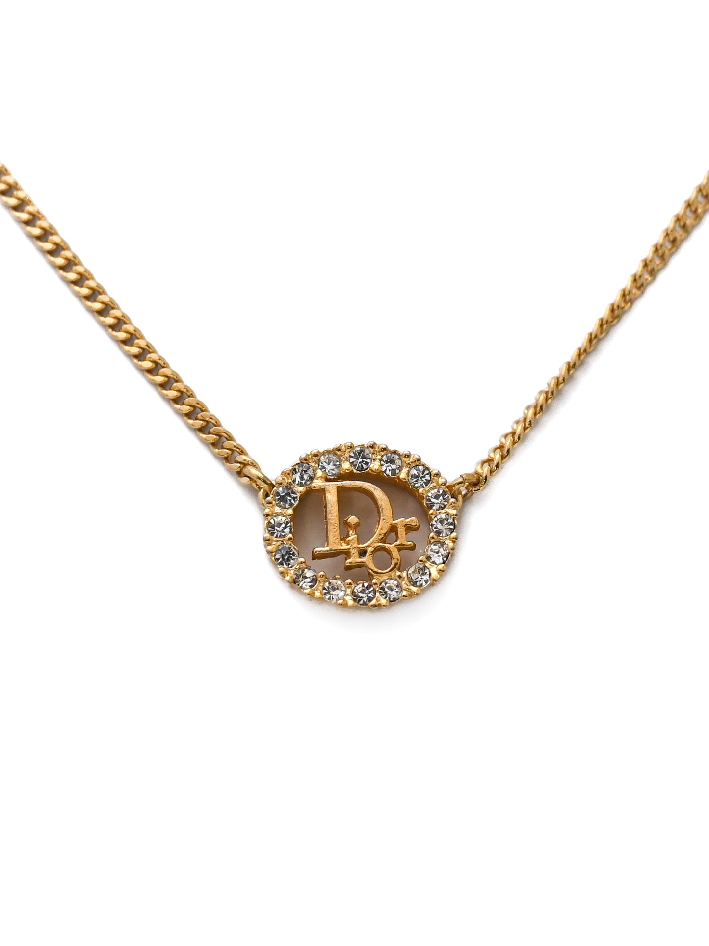 Dior Logo Rhinestone Chain Necklace