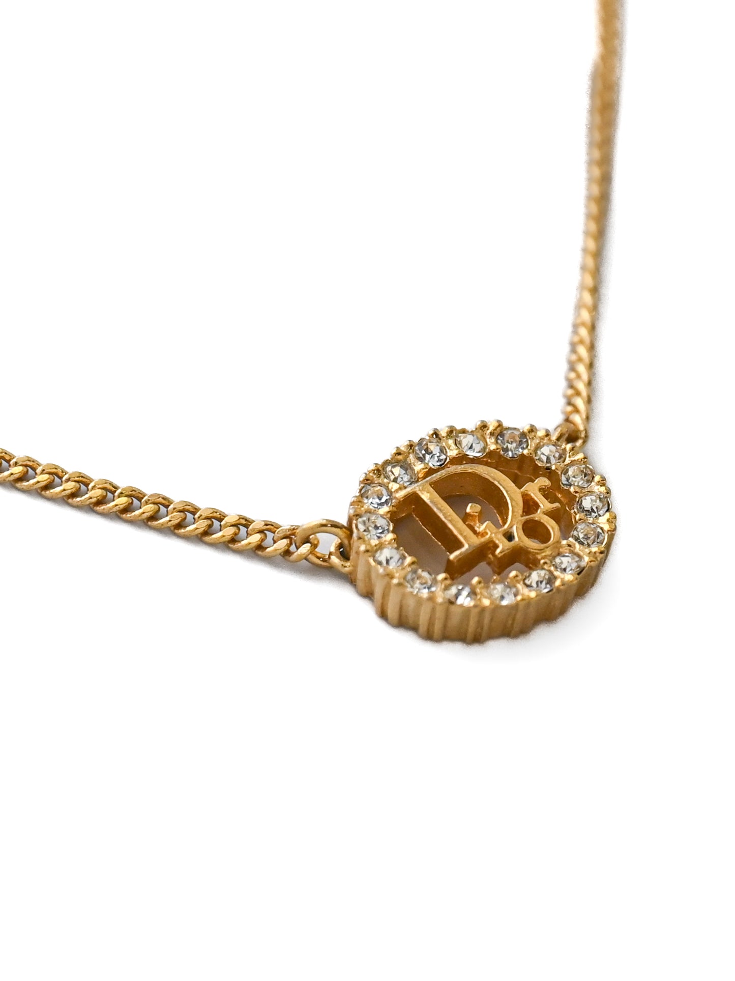 Dior Logo Rhinestone Chain Necklace