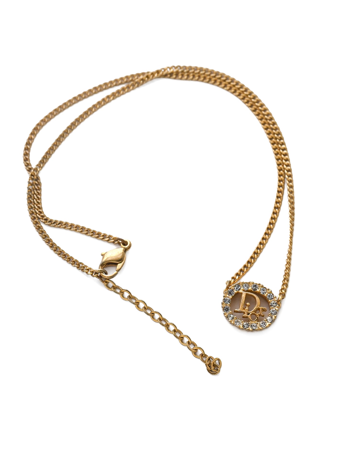 Dior Logo Rhinestone Chain Necklace