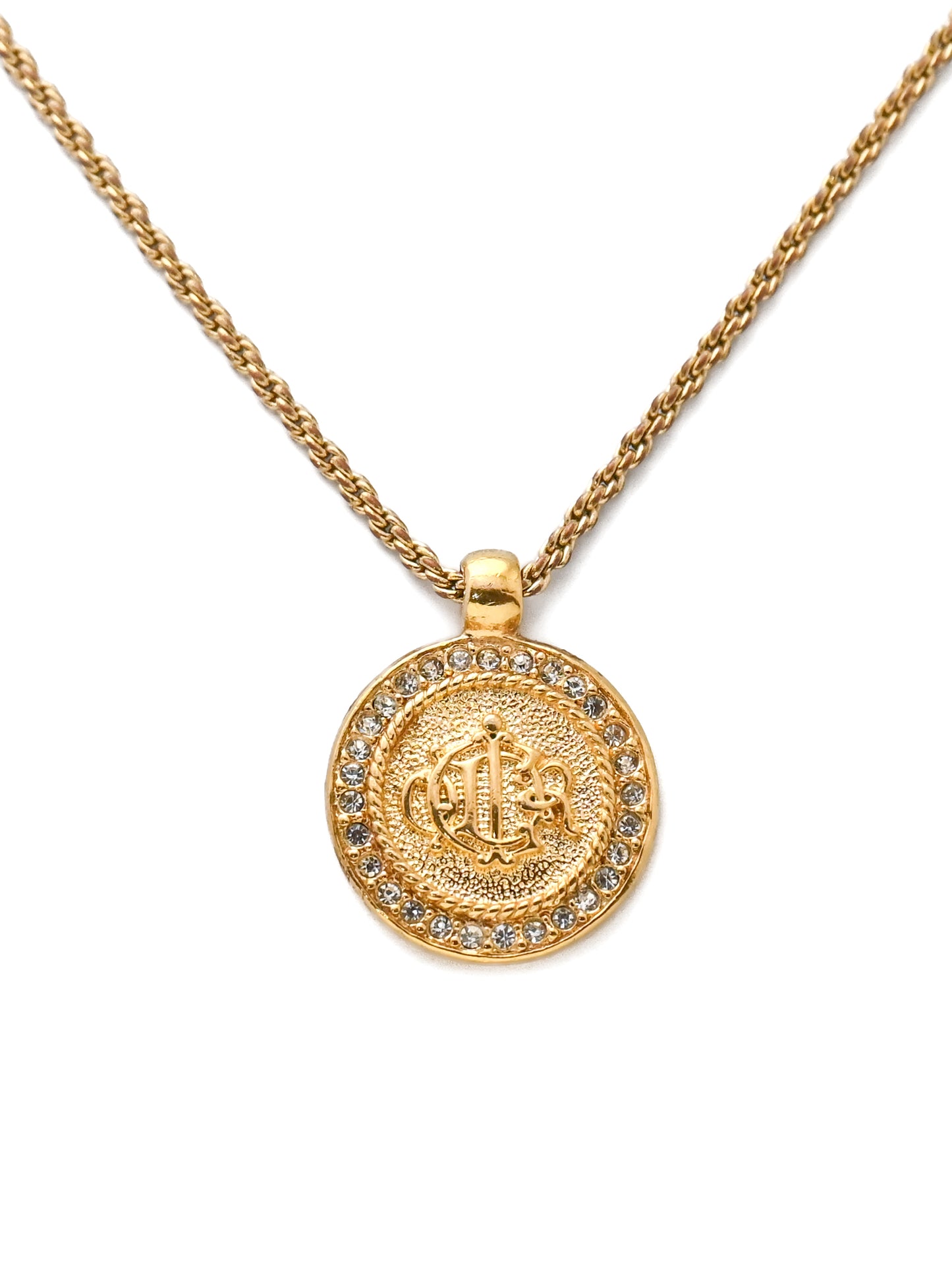Dior Pumpkin Carriage Monogram Medallion Rope Necklace