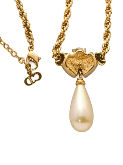 Dior Pearl Drop Rope Chain Necklace