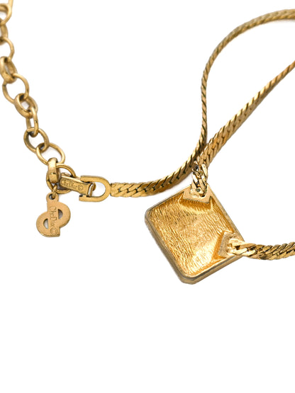 Dior Baguette Rhinestone Herringbone Chain Necklace