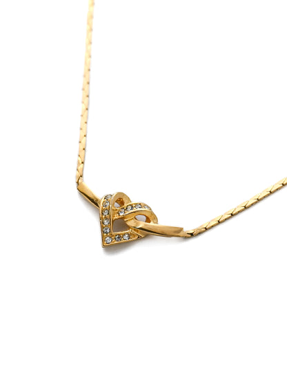 Dior Folded Heart Rhinestone Chain Necklace