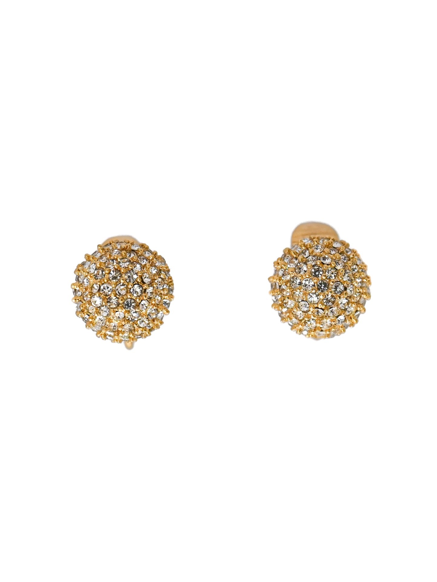 Dior Mini Rhinestone Ball Clip Earrings