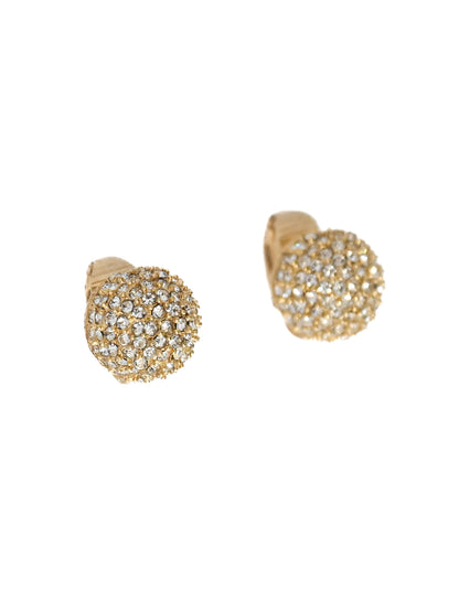 Dior Mini Rhinestone Ball Clip Earrings
